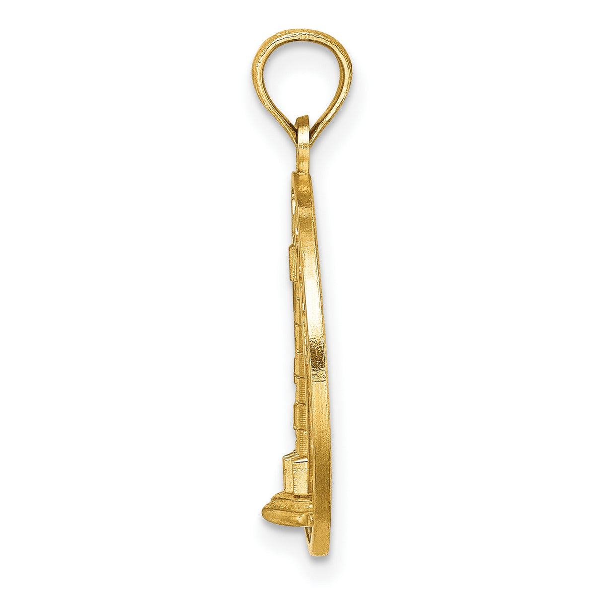 14k Yellow Gold Pendant with Raised Lighthouse Design, Ocean City Nautical Charm