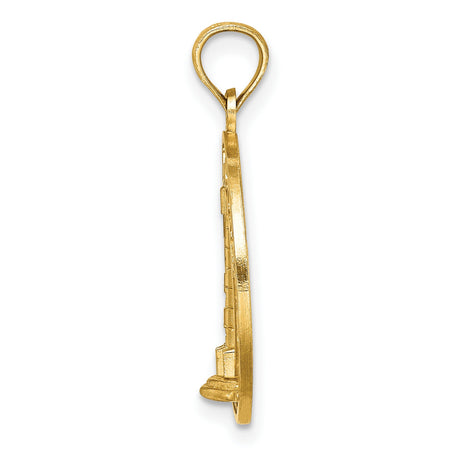 14k Yellow Gold Pendant with Raised Lighthouse Design, Ocean City Nautical Charm