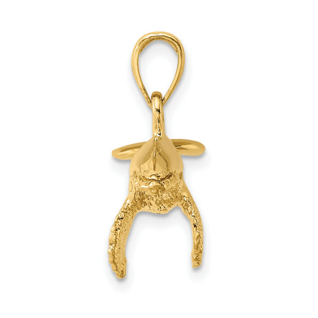 14k Yellow Gold Whale Pendant, Textured Humpback Charm, Ocean Inspired Nautical Jewelry