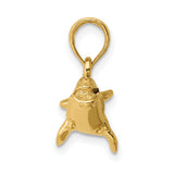 14k Yellow Gold Whale Pendant, Detailed Humpback Design, Ocean Marine Life Charm
