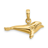 14k Yellow Gold Whale Pendant, Detailed Humpback Design, Ocean Marine Life Charm