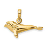 14k Yellow Gold Whale Pendant, Detailed Humpback Design, Ocean Marine Life Charm