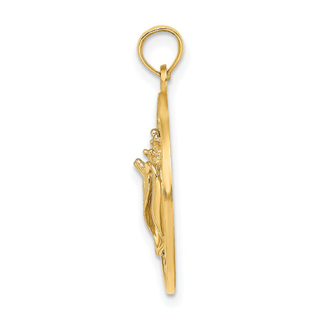 14k Yellow Gold Pendant with Detailed Conch Shell Design, Coastal Nautical Beach Theme