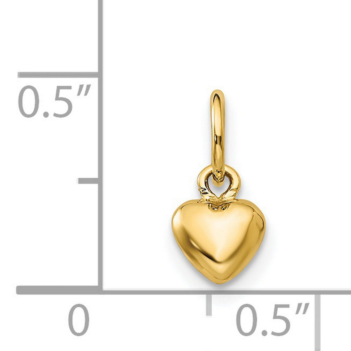 14k Yellow Gold Heart Pendant with Polished Finish, Classic Puffed Charm for Women