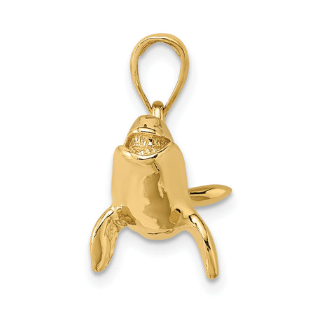 14k Yellow Gold Humpback Whale Pendant, Nautical Animal Charm, Nature-Inspired Jewelry