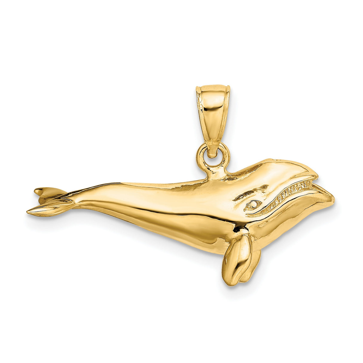 14k Yellow Gold Humpback Whale Pendant, Nautical Animal Charm, Nature-Inspired Jewelry