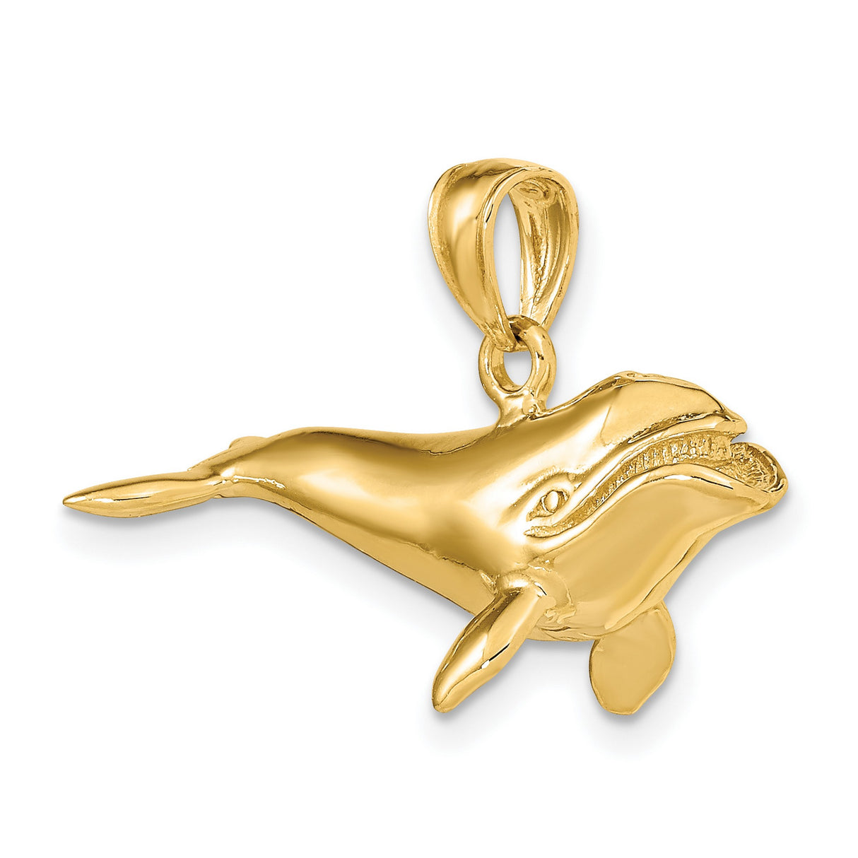 14k Yellow Gold Humpback Whale Pendant, Nautical Animal Charm, Nature-Inspired Jewelry