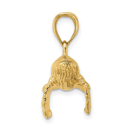 14k Yellow Gold Whale Pendant, Textured Humpback Charm, Nautical Ocean Animal Jewelry