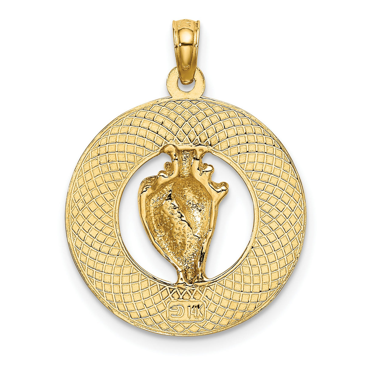 14k Yellow Gold Sanibel Conch Shell Pendant, Ocean Travel and Coastal Charm Design for Women