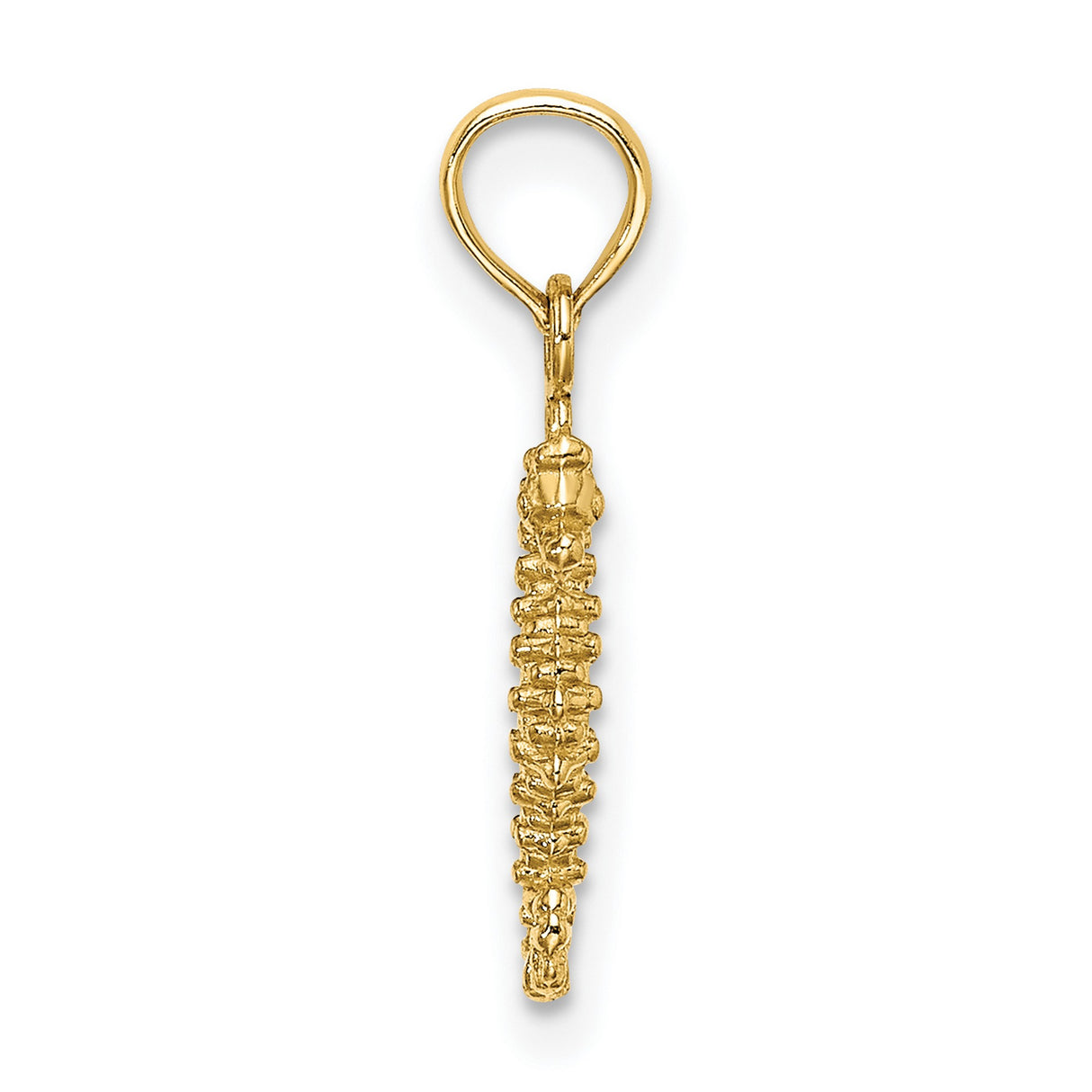 14k Yellow Gold Seahorse Pendant, Detailed Ocean Animal Nautical Charm for Women or Unisex