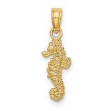 14k Yellow Gold Seahorse Pendant, Detailed Ocean Animal Nautical Charm for Women or Unisex