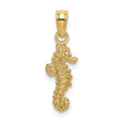 14k Yellow Gold Seahorse Pendant, Detailed Ocean Animal Nautical Charm for Women or Unisex