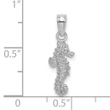 14k White Gold Seahorse Pendant, Textured Nautical Charm with Ocean Design
