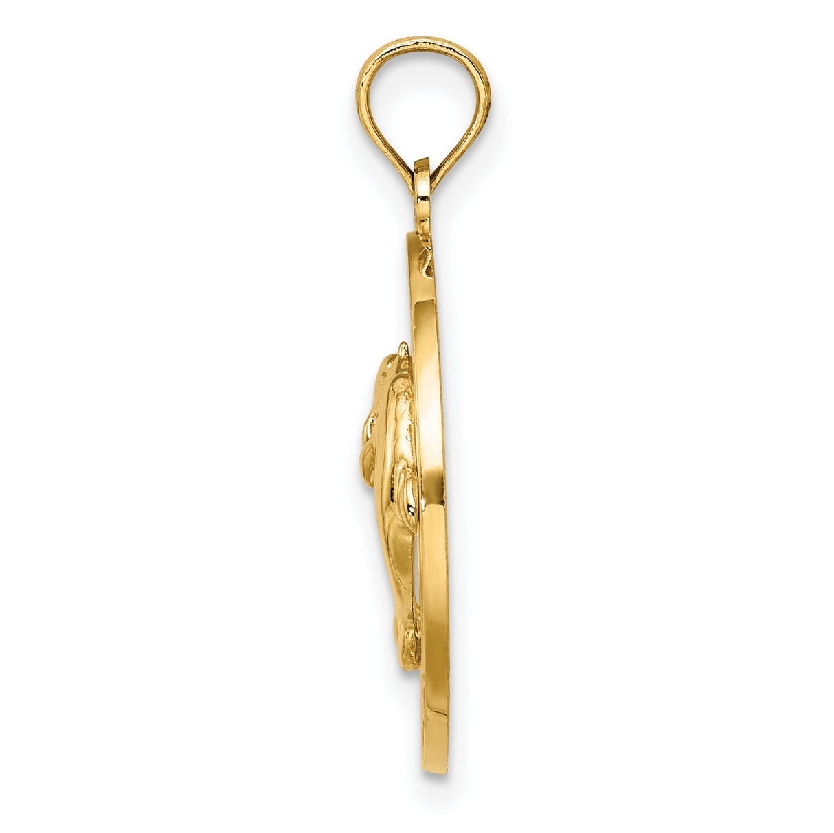 14k Yellow Gold Dolphin Pendant with Two Dolphins Forming Heart Shape, Coastal Beach Style