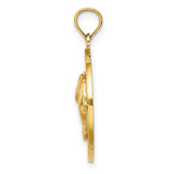 14k Yellow Gold Dolphin Pendant with Two Dolphins Forming Heart Shape, Coastal Beach Style