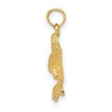 14k Yellow Gold Stingray Pendant, Textured Eagle Ray Charm, Nautical Ocean Theme Jewelry