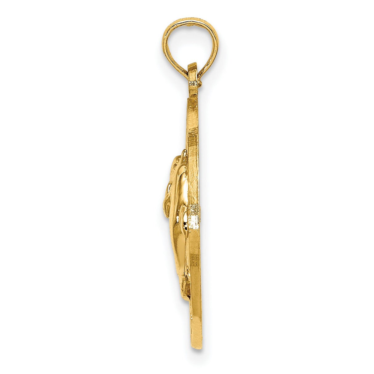 14k Yellow Gold Pendant with Two Dolphins Forming Heart, Ocean City NJ Souvenir Design
