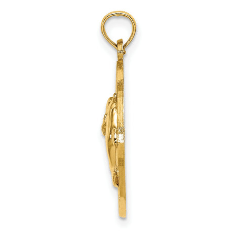 14k Yellow Gold Pendant with Two Dolphins Forming Heart, Ocean City NJ Souvenir Design