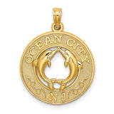 14k Yellow Gold Pendant with Two Dolphins Forming Heart, Ocean City NJ Souvenir Design