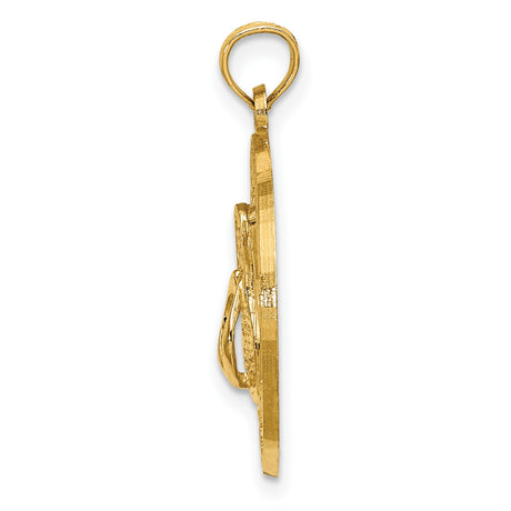 14k Yellow Gold Flip-Flop Pendant, Ocean City NJ Beach Sandal Charm, Coastal Vacation Jewelry
