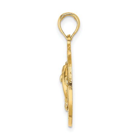 14k Yellow Gold Dolphin Heart Pendant with Sanibel Engraving, Nautical Ocean-Inspired Charm