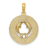14k Yellow Gold Dolphin Heart Pendant with Sanibel Engraving, Nautical Ocean-Inspired Charm