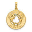 14k Yellow Gold Dolphin Heart Pendant with Sanibel Engraving, Nautical Ocean-Inspired Charm