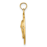 14k Yellow Gold Pendant with Two Dolphins Forming Heart Shape, Nautical Marine Life Theme