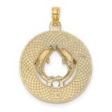 14k Yellow Gold Pendant with Two Dolphins Forming Heart Shape, Nautical Marine Life Theme
