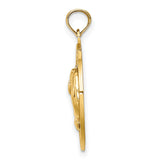 14k Yellow Gold Dolphin Pendant with Two Dolphins Touching Fins, Nautical Ocean Theme Charm