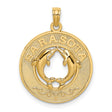 14k Yellow Gold Dolphin Pendant with Two Dolphins Touching Fins, Nautical Ocean Theme Charm