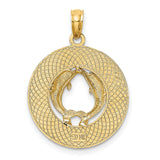 14k Yellow Gold Dolphin Heart Pendant with Saint Augustine Engraving, Nautical Charm