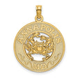14k Yellow Gold Crab Pendant with Detailed Annapolis Maryland Nautical Design