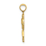 14k Yellow Gold Palm Tree Pendant with Myrtle Beach Engraving, Coastal Travel Charm