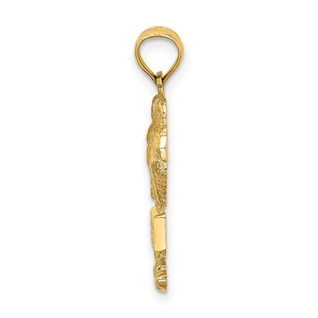 14k Yellow Gold Palm Tree Pendant with Myrtle Beach Engraving, Coastal Travel Charm