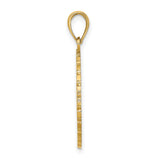 14k Yellow Gold Palm Tree Pendant with Textured Finish and Chain Border