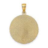 14k Yellow Gold Palm Tree Pendant with Textured Finish and Chain Border