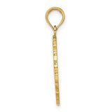 14k Yellow Gold Jamaica Palm Tree Pendant with Textured Background, Island Travel Charm