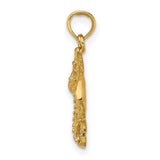 14k Yellow Gold Stingray Pendant with Textured Detail and Oceanic Design