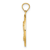 14k Yellow Gold Palm Tree Pendant with Cutout Tropical Design, Florida Travel Theme