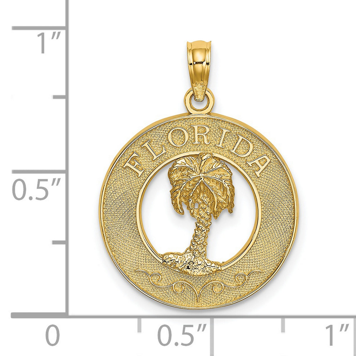 14k Yellow Gold Palm Tree Pendant with Cutout Tropical Design, Florida Travel Theme