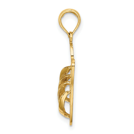 14k Yellow Gold Flip Flop Pendant with Textured Sole, Tropical Sandal Charm