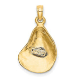 14k Yellow Gold Oyster Shell Pendant, Textured Coastal Ocean Charm for Women