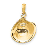 14k Yellow Gold Seashell Pendant with Realistic Clam Shell Design, Ocean-Inspired Coastal Jewelry