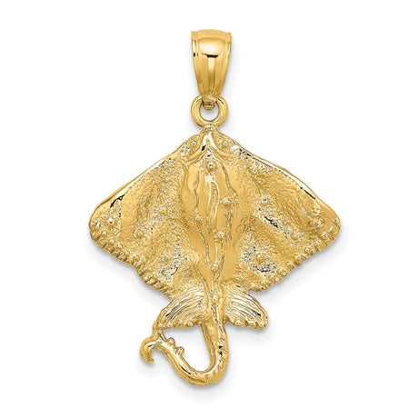 14k Yellow Gold Stingray Pendant, Nautical Ocean Life Charm, Nature-Inspired Jewelry for Men and Women