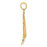 14k Yellow Gold Sailboat Pendant, Nautical Charm with Detailed Sail Design, Unisex Ocean Jewelry