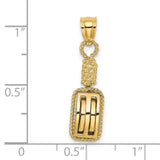 14k Yellow Gold Pendant, Rectangular Military Style with Rope Detail and Rank Insignia for Men
