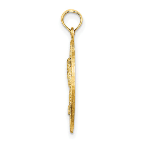 14k Yellow Gold Palm Tree Pendant, Myrtle Beach Tropical Travel Charm for Women or Unisex Wear