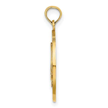 14k Yellow Gold Pendant with Newport Rhode Island Sailboat Medallion, Nautical Theme