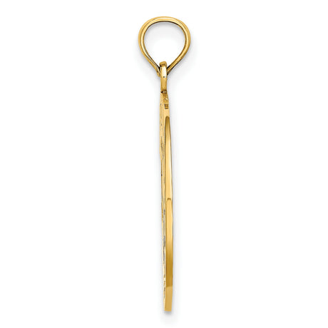 14k Yellow Gold Pendant with Facing Dolphins in Circular Frame, Nautical Ocean Theme